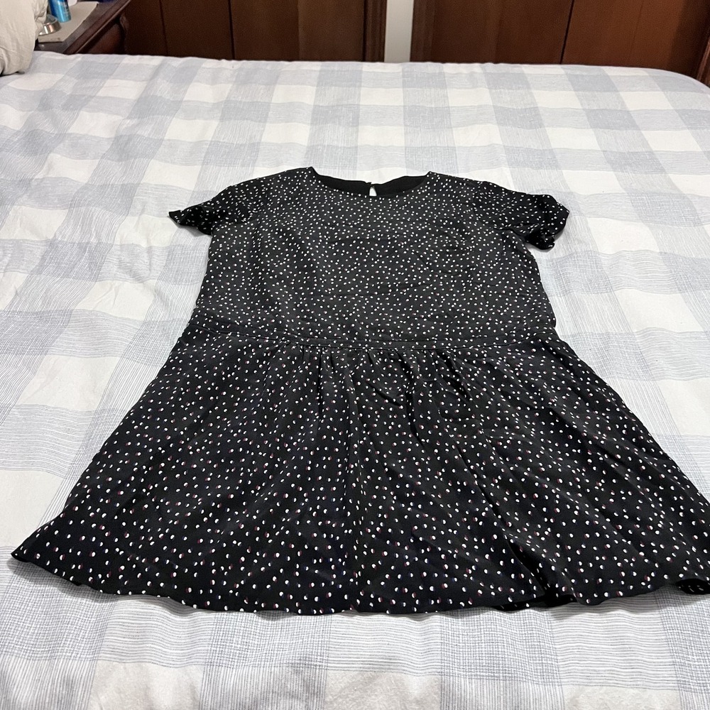 MadeWell Silk/Cashmere Low Waist Dress Black with Colored Dots